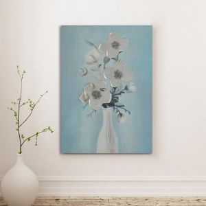 Canvas print, Vase with flowers turquoisehue