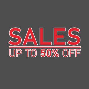 Αυτοκόλλητο εκπτώσεων Sales up to 50, art2 2