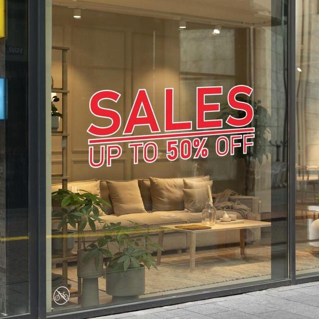 Αυτοκόλλητο εκπτώσεων Sales up to 50, art2