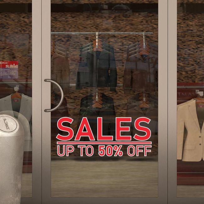 Αυτοκόλλητο εκπτώσεων Sales up to 50, art2