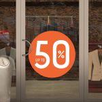 Αυτοκόλλητο βιτρίνας Sales κυκλικό, art1