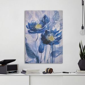 Canvas print, Blue flowers gold details