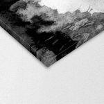 Πίνακας σε καμβά Black forest, red sun watercolour