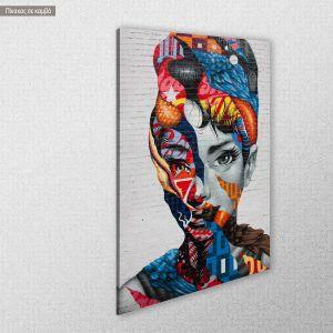 Canvas print Audrey Hepburn wallpaint View 1 2