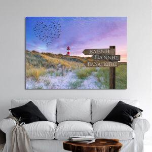 Canvas printfamile names sign, lighthouse