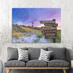 Canvas printfamile names sign, lighthouse