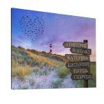Canvas printfamile names sign, lighthouse