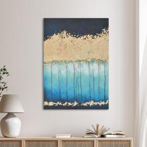 Canvas print Twilight forest in gold