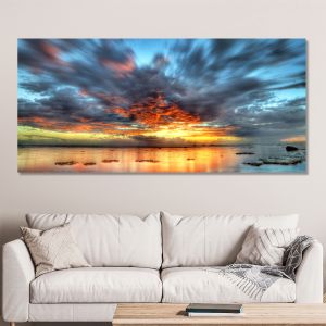 Canvas print Lagoon twilight, panoramic