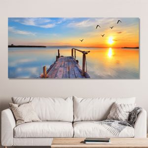 Canvas print Sunset @ dock, panoramic