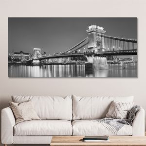 Canvas print Budapest grayscale, panoramic