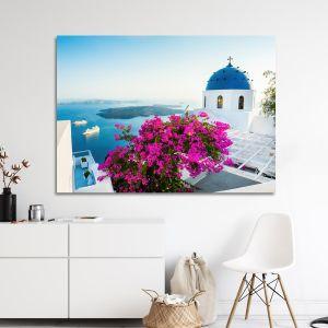 Πίνακας σε καμβά White architecture on Santorini Καμβάς τελαρωμένος