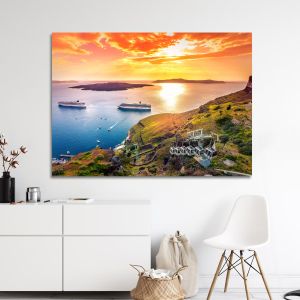 Πίνακας σε καμβά Amazing view of Fira Santorini Καμβάς τελαρωμένος