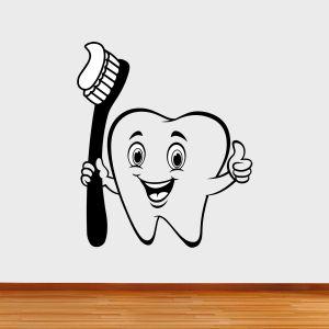 Αυτοκόλλητο δόντι με οδοντόβουρτσα 