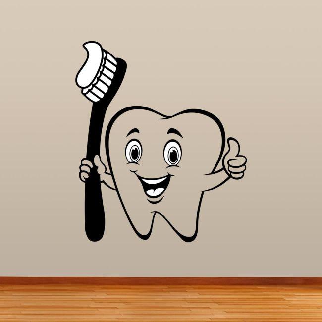 Sticker tooth and tooth brush