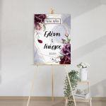 Canvas print Wedding Welcome, Burgundy flowers II