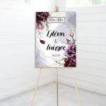 Canvas print Wedding Welcome, Burgundy flowers II