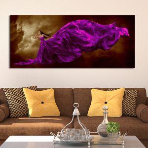 Canvas print Woman in mauve dress, panoramic