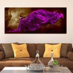 Canvas print Woman in mauve dress, panoramic