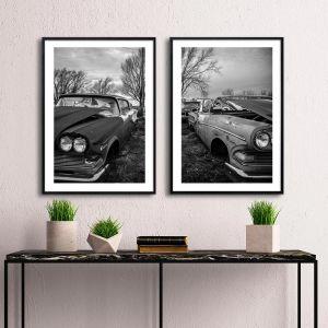 Poster Old cars, diptych