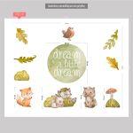 Wall stickers watercolor, Cute forest animals