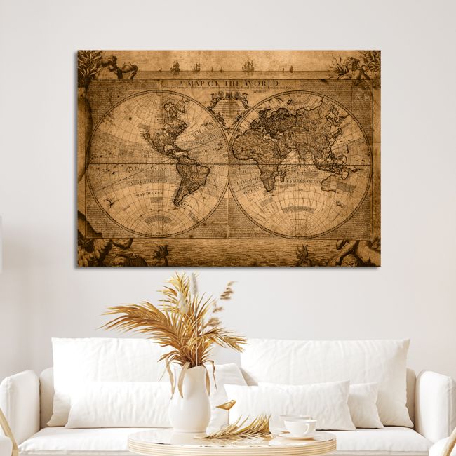 Πίνακας σε καμβά Ρετρό παγκόσμιος χάρτης