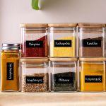 Αυτοκόλλητες ετικέτες μαύρες, μπαχαρικά και βότανα