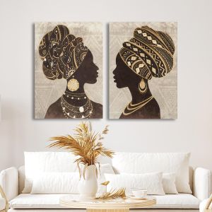 Πίνακας σε καμβά African women δίπτυχος Καμβάς τελαρωμένος
