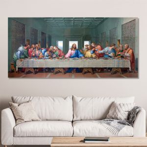 Πίνακας σε καμβά The last supper, art I, Leonardo da Vinci πανοραμικός