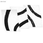 Abstract curved lines, three panels poster