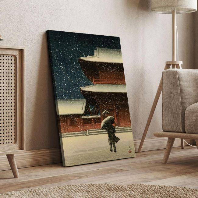 Πίνακας ζωγραφικής Snow at Zozoji temple Kawase Hasui Καμβάς τελαρωμένος