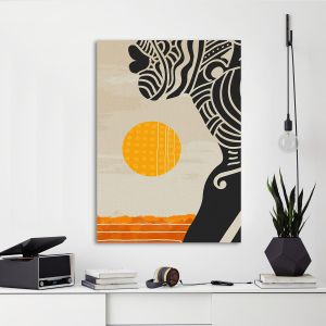 Canvas print, African woman at sunset I