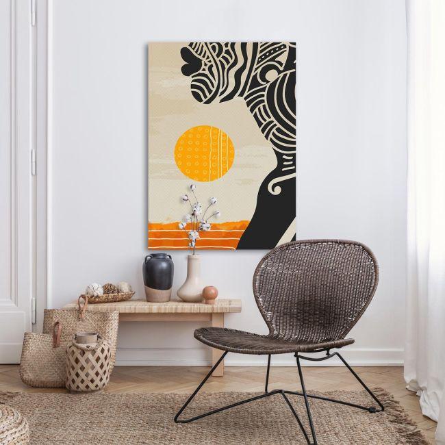 Canvas print, African woman at sunset I