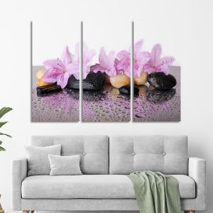 Canvas print Pink flowers,3 panels