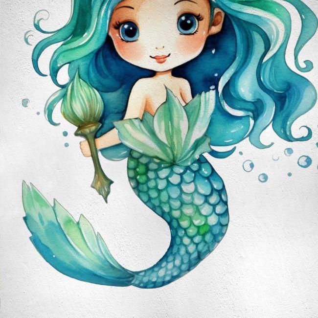 Kids wall stickers Mermaid watercolor I