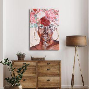 Πίνακας σε καμβά Flowered girl Καμβάς τελαρωμένος Όψη 1 2