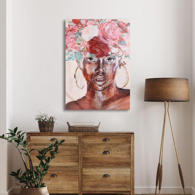 Πίνακας σε καμβά Flowered girl Καμβάς τελαρωμένος, 2