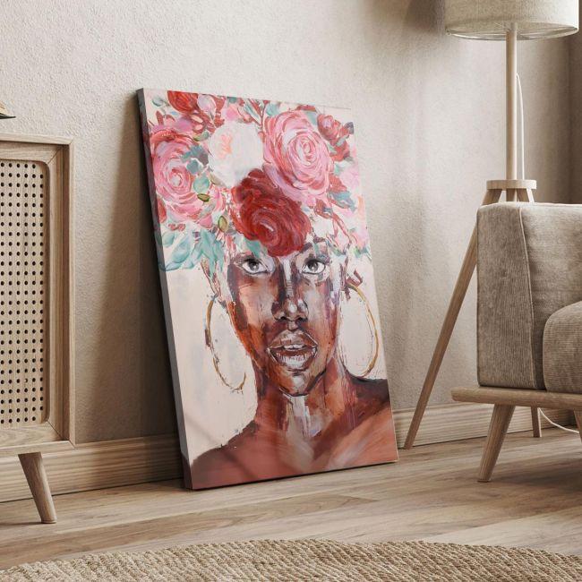 Πίνακας σε καμβά Flowered girl Καμβάς τελαρωμένος, 4