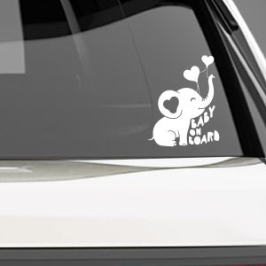 Αυτοκόλλητο αυτοκινήτου Cute baby elephant on board