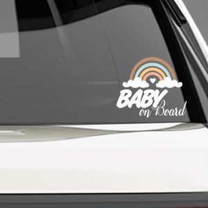 Baby car sticker Rainbow baby on board