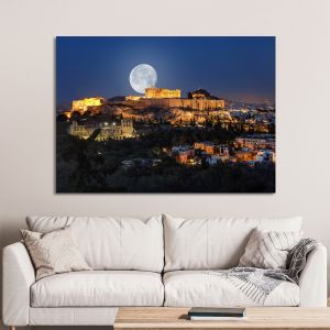 Canvas print Acropolis full moon