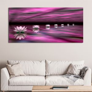 Canvas print Pink Water lilies, panoramic