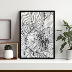 Black lined flower, Poster