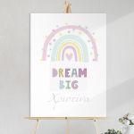 Canvas print welcome to my baptism,Rainbow pink pastel