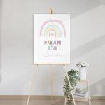 Canvas print welcome to my baptism,Rainbow pink pastel