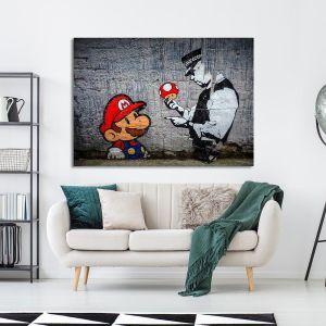 Πίνακας σε καμβά Mario mushrooms by Banksy Καμβάς τελαρωμένος Όψη 1 2