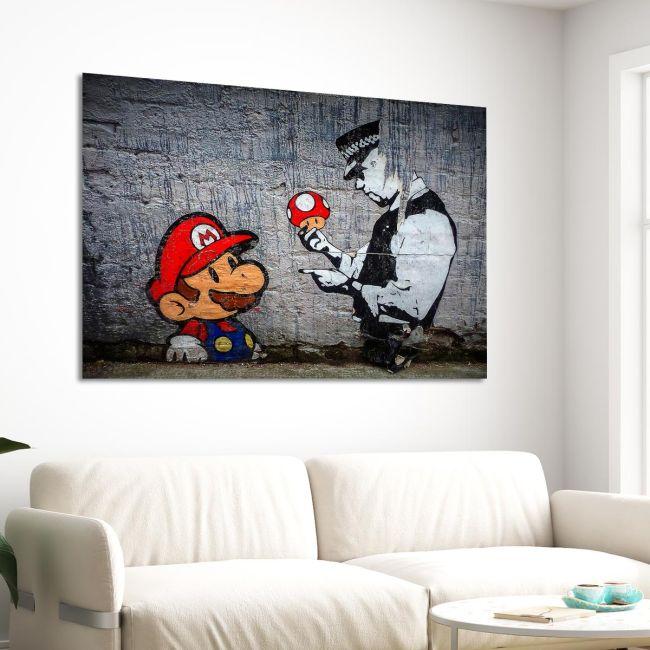 Canvas print Mario mushrooms by Banksy