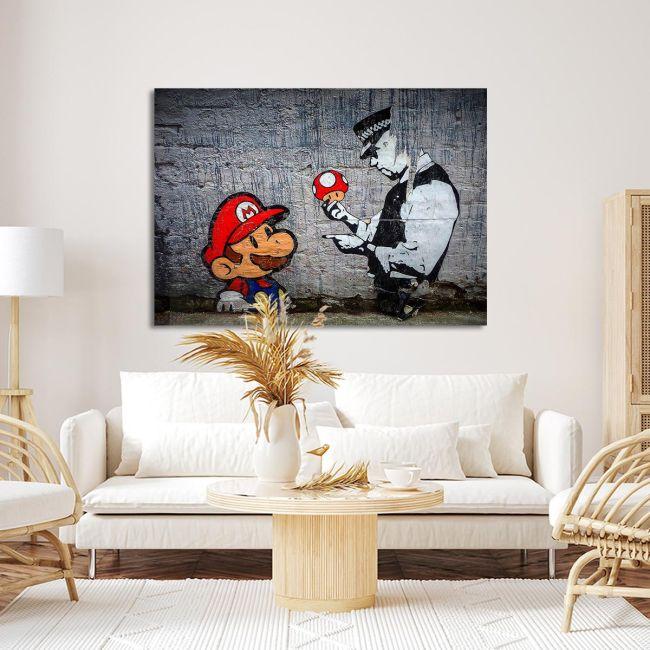 Πίνακας σε καμβά Mario mushrooms by Banksy