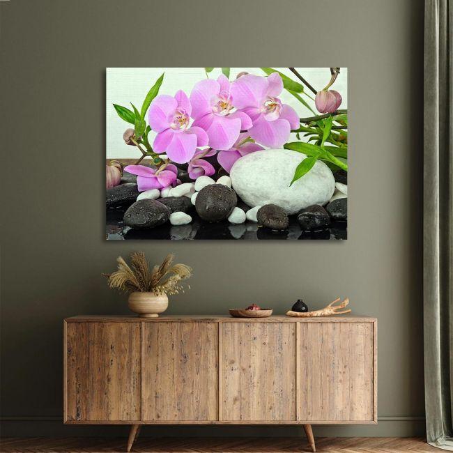 Πίνακας σε καμβά Ορχιδέες, Orchids and bamboo