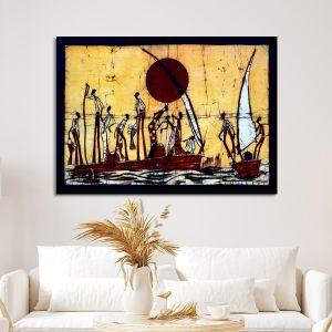 Canvas print African scene batik style